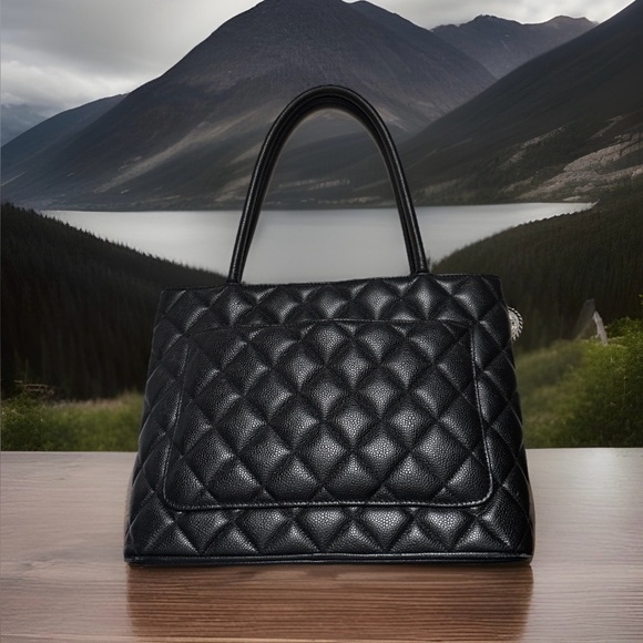 Chanel Medallion Black Quilted Caviar Skin Tote with Aged Silver Hardware - Picture 15 of 15